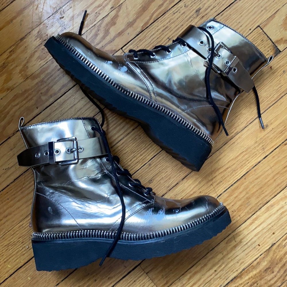 Metallic Michael Kors Combat Boots - size 7M